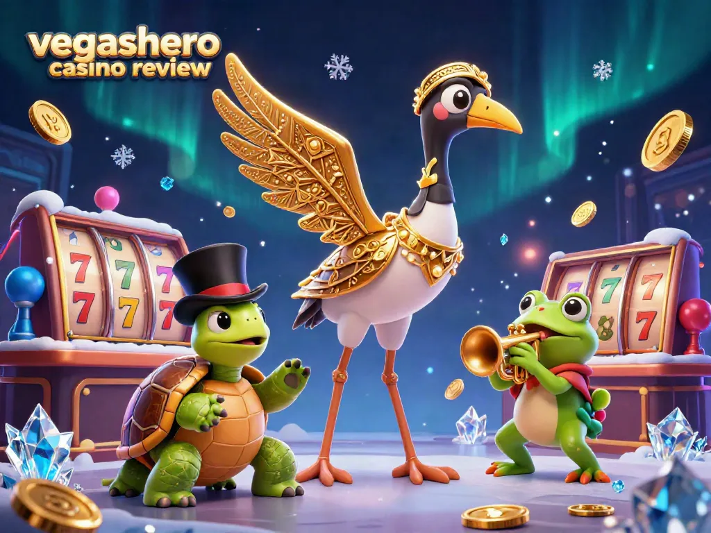 Experience the excitement of vegashero casino review with vibrant slot reels and cartoon characters in action.